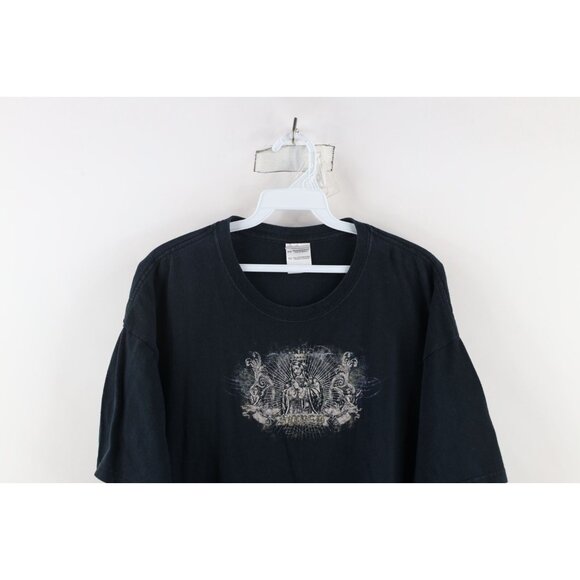 Vintage Streetwear Mens XL Faded Sacred Mary Angels Rose Flower UFC MMA T-Shirt - Picture 2 of 11